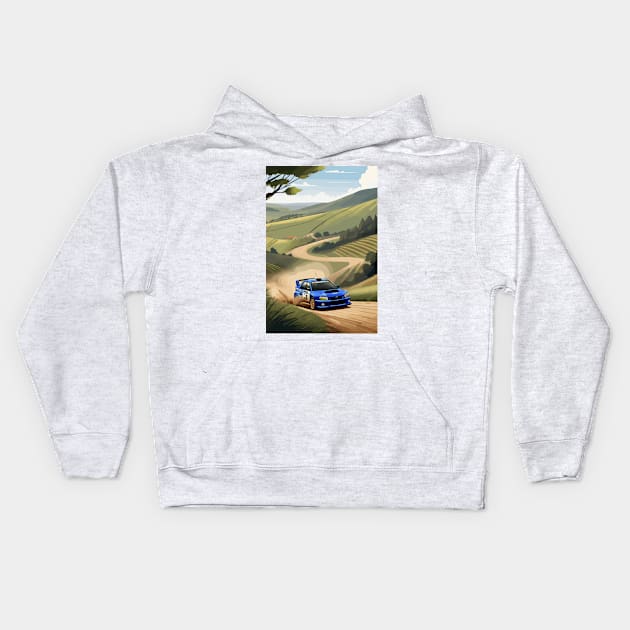 Blue WRX Rally Car Poster JDM Kids Hoodie by VENZ0LIC